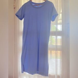 Jessica Simpson A-line T-shirt dress small slitted sides cornfield blue
